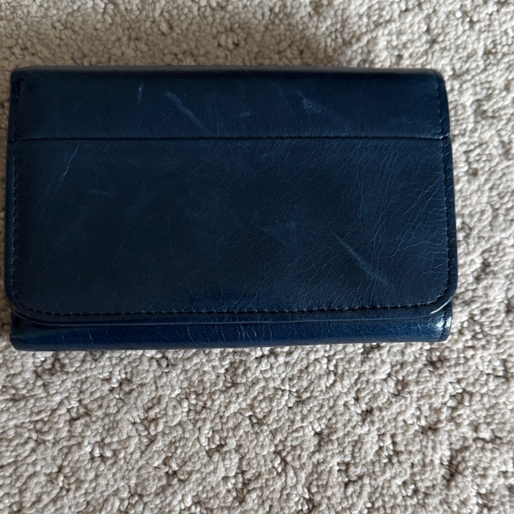HOBO Navy Blue Leather Wallet